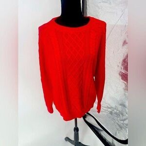 Gap‎ Red Cable Knit Crew Neck Sweater Diamond Knit Pullover Top New s-16